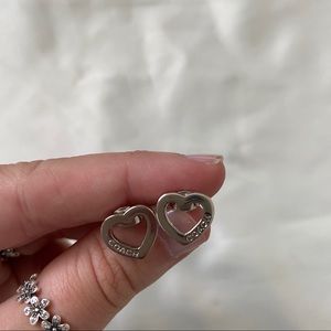 COACH sterling silver heart earring studs